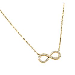 Sterling Silver Gold Plated Clear CZ Infinity Pendant Necklace stp01381gp