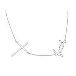 Sterling Silver Rhodium Plated Clear CZ Cross Faith Pendant Necklace stp01396