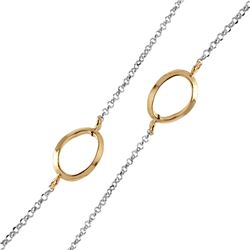 Sterling Silver Chain Necklace with Curved Gold Plated Loops ITN00117RH-GP