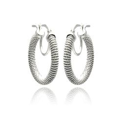 Sterling Silver Rhodium Plated Italian Hoop Earring ite00028rh