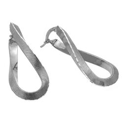 Sterling Silver Rhodium Plated Twisted Italian Stud Earring ITE00076RH