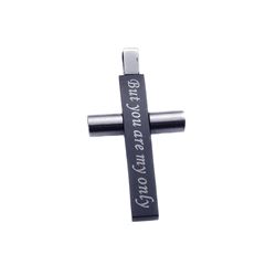 Stainless Steel Black Rhodium Plated Cross Charm Pendant ssp00021