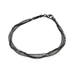 Sterling Silver Black Rhodium Plated Net Wrap Italian Bracelet itb00111blk