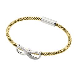 Sterling Silver Rhodium & Gold Plated Infinity Center Clear CZ Italian Bracelet ITB00153GP