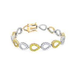 Sterling Silver Rhodium Plated Open Clear & Yellow Teardrop CZ Bracelet bgb00012