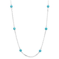 Sterling Silver Rhodium Plated Blue Beaded Necklace - GMN00018