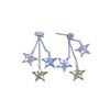 Image 1 : Sterling Silver Rhodium Plated Three Start Multicolor CZ Dangling Strand Stud Earring ste00610
