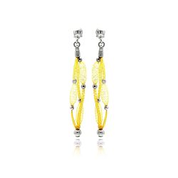 Sterling Silver Gold Plated Dangling Mesh Italian Stud Earring ite00015gp