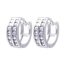 Sterling Silver Rhodium Plated Round Clear CZ Hoop Earring AAE00004-9mm
