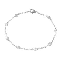 Sterling Silver Rhodium Plated Small Round Floral CZ Bracelet GMB00020RH