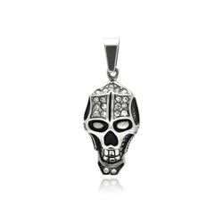 Stainless Steel Skull Head Clear Crystal Charm Pendant ssp00319