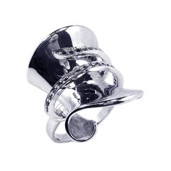 Sterling Silver Rhodium Plated CZ Wrap Ring str00315
