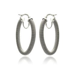 Sterling Silver Rhodium Plated Hoop Earring ite00044rh
