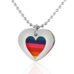 Stainless Steel Double Open Heart And Pride Color Pendant Chain Included - SSP00509