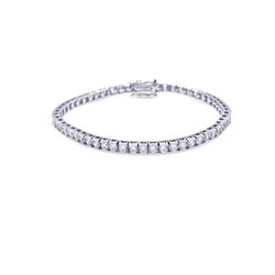 Sterling Silver Rhodium Plated Clear Round CZ Tennis Bracelet stb00010