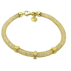 Sterling Silver Gold Plated Clear CZ Italian Bracelet GTB00012