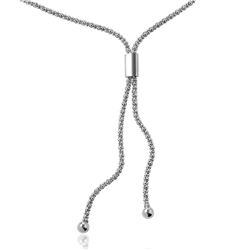 Sterling Silver Rhodium Plated Lariat Bar Italian Necklace - ARN00006