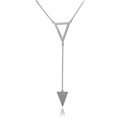 Sterling Silver Rhodium Plated Necklace With 2 Triangle Drop - ARN00012RH