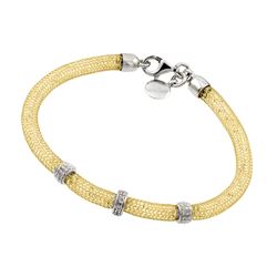 Sterling Silver Rhodium & Gold Plated Clear CZ Italian Bracelet GTB0012GP