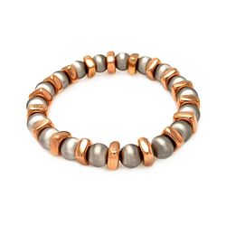 Sterling Silver Rhodium & Rose Gold Plated Stretchable Bar & Bead Italian Bracelet itb00093rgi