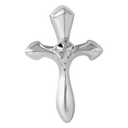 Sterling Silver Small Beveled Double Cross Shaped Pendant STP01108