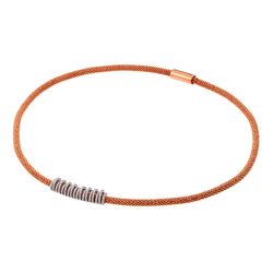 Sterling Silver Rose Gold & Rhodium Plated Multiple Circle Micro Pave Clear CZ Italian Necklace ITN0
