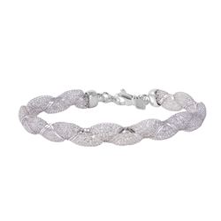Sterling Silver Rhodium Plated Mesh and Wrapped Embedded CZ Italian Bracelet ECB00092RH