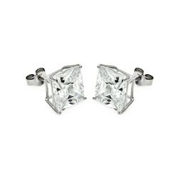 Sterling Silver Rhodium Plated Square Clear CZ Stud Earring ste00596clr-9mm