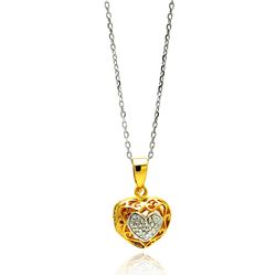 Sterling Silver Gold Plated Heart CZ Necklace bgp00558