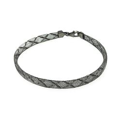 Sterling Silver Black Rhodium Plated Crisscross Net Italian Bracelet itb00082blk