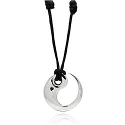 Stainless Steel Hook Black Crystal Cord Pendant Necklace ssp00367