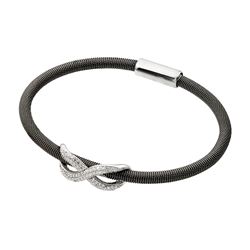 Sterling Silver Rhodium & Black Rhodium Plated Infinity Micro Pave Clear CZ Italian Bracelet ITB0017