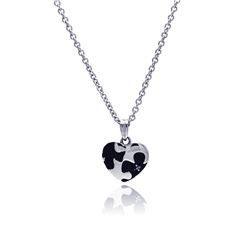 Stainless Steel Puzzle Design Heart CZ Necklace ssn00030