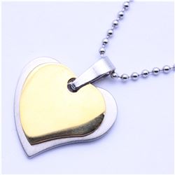 Stainless Steel Gold Plated Two Tone Heart Pendant Necklace ssp00468