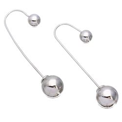 Sterling Silver Rhodium Plated Hanging Beaded Hook Earrings - STE01081