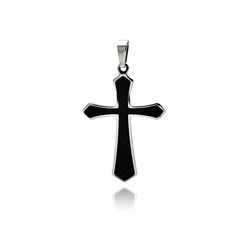 Stainless Steel Carbon Fiber Cross Charm Pendant ssp00067