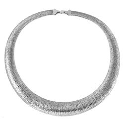 Sterling Silver Rhodium Plated Italian Wicker Weave Texture Necklace DIN00004RH
