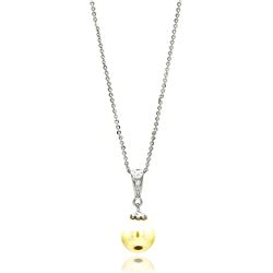 Sterling Silver Rhodium Plated Single Pearl Pendant Necklace - BGP00655