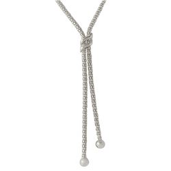 Sterling Silver Rhodium Plated Drop Necklace With Double Sash  - ARN00023RH