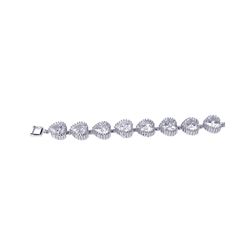 Sterling Silver Rhodium Plated Heart Clear CZ Bracelet stb00279