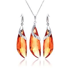 Sterling Silver Rhodium Plated Champagne Drop CZ Hook Earring & Necklace Set bgs00221ch