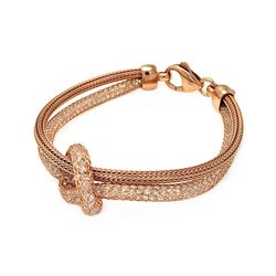 Sterling Silver Rose Gold Plated 2 Strand Knot Italian Bracelet itb00118rgp