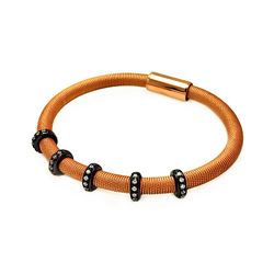 Sterling Silver Rose Gold & Black Rhodium Plated 5 Bar Clear CZ Italian Bracelet ITB00097RGB