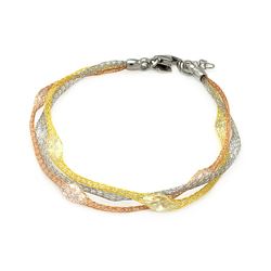 Sterling Silver Multi Tone Strand Net Clear CZ Italian Bracelet itb00114mul