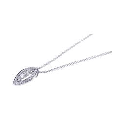 Sterling Silver Rhodium Plated Marqui CZ Inlay Necklace stp00554