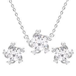 Sterling Silver Rhodium Plated Clear CZ Matching Set BGS00460