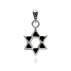 Stainless Steel Black Enamel Star of David Charm Pendant ssp00308