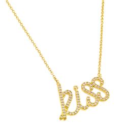 Sterling Silver Rose Gold Plated KISS Pendant Necklace BGP00829GP