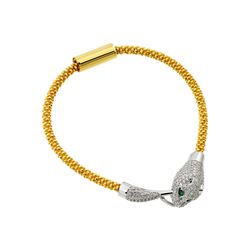 Sterling Silver Gold Plated Animal Clear & Green CZ Bracelet ITB00182GP