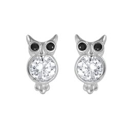 Sterling Silver Rhodium Plated Owl Earring STE00968